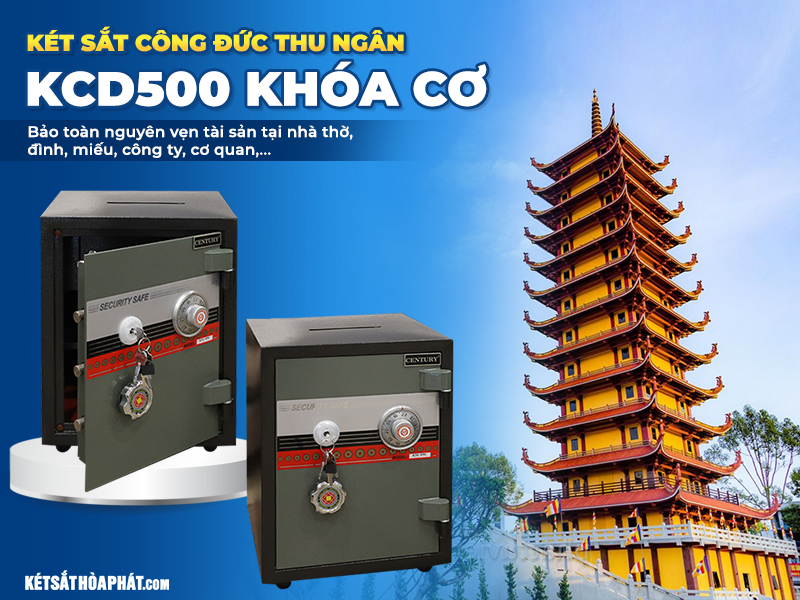 két sắt có khe bỏ tiền phía trên công đức KCD500 sử dụng cho đền, chùa