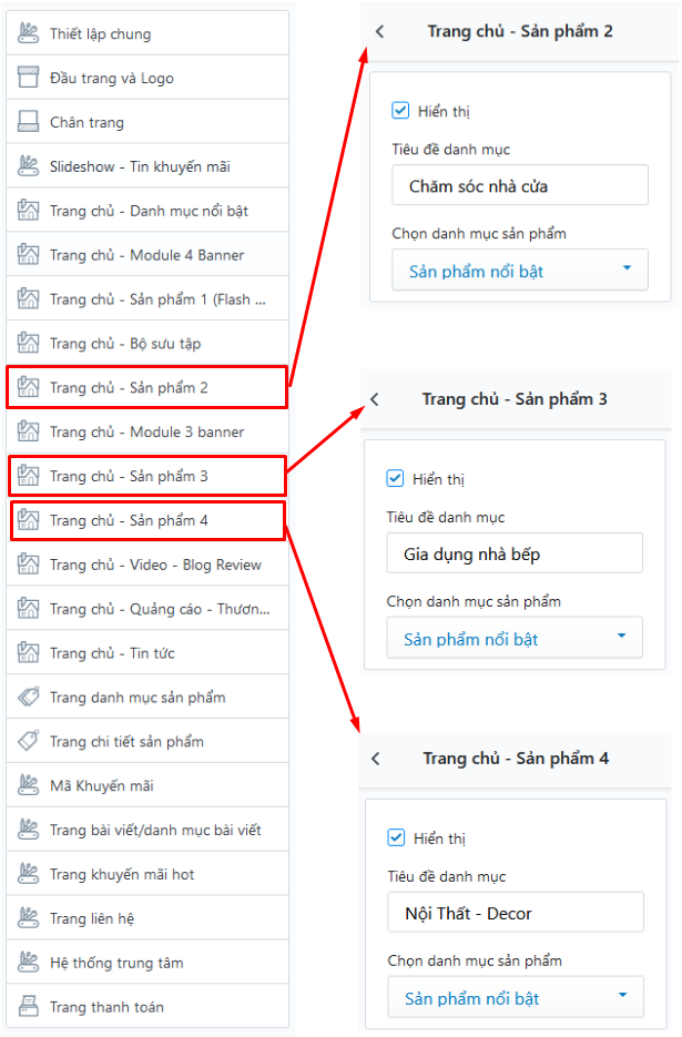 Trang chủ - Sản phẩm 2, Sản phẩm 3, Sản phẩm 4