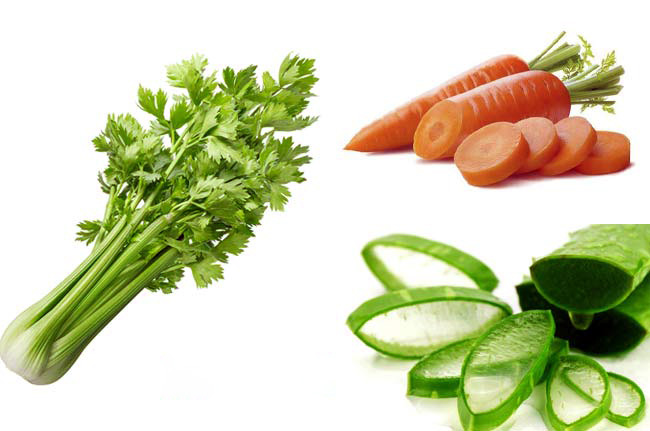 Cà rốt và nha đam giúp làm giảm mùi hăng của cần tây để bạn uống dễ dàng hơn