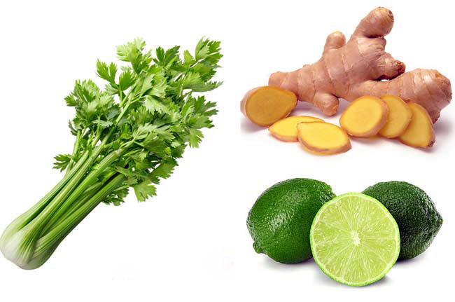 Nước cần tây kết hợp với gừng, chanh giúp tăng hiệu quả giảm mỡ máu