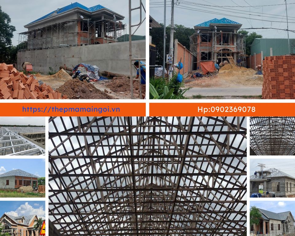 công trình sử dụng thép mạ Steeltruss cho ngói tráng men hạ long 22 viên/m2