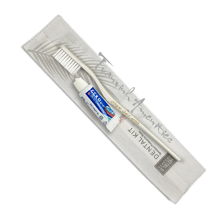 Bàn chải khách sạn mã 42 sứ bằng + kem CCKO24h 3gr + túi mếch