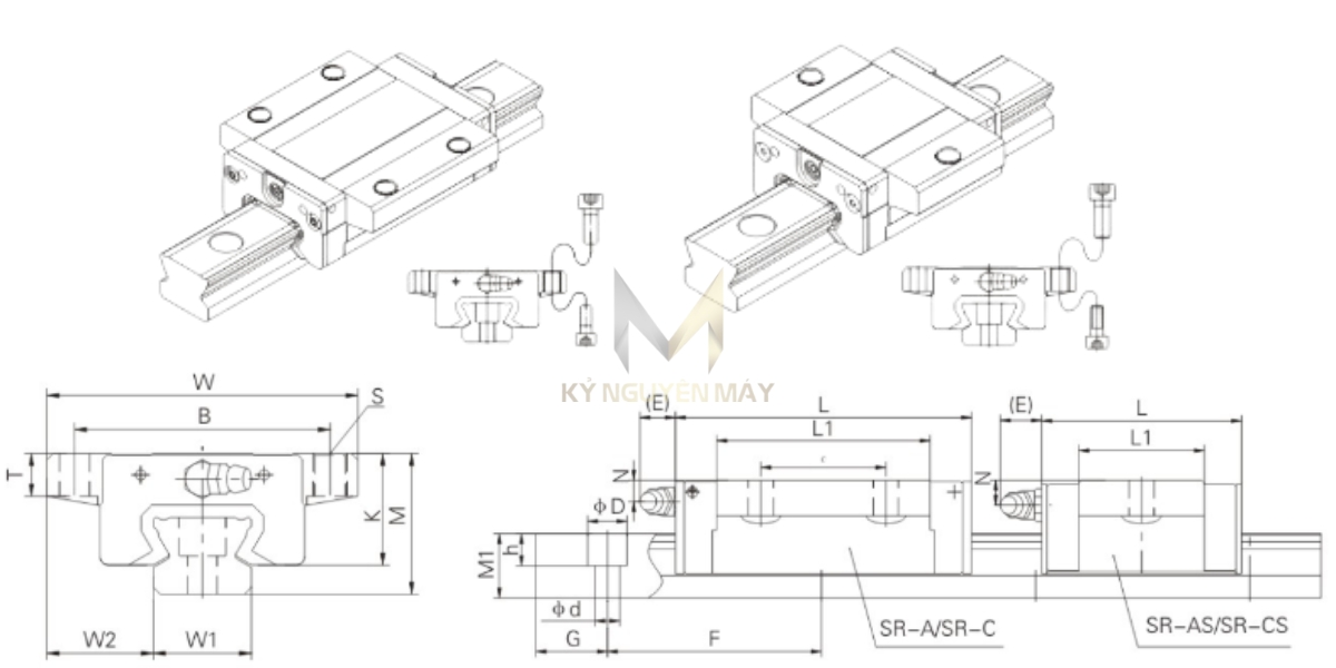 Thông số kỹ thuật ổ bi trượt dọc TSR-A/AS