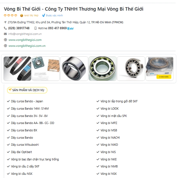 Công ty TNHH Thương mại Vòng Bi Thế Giới - Đại lý bạc đạn NTN TPHCM