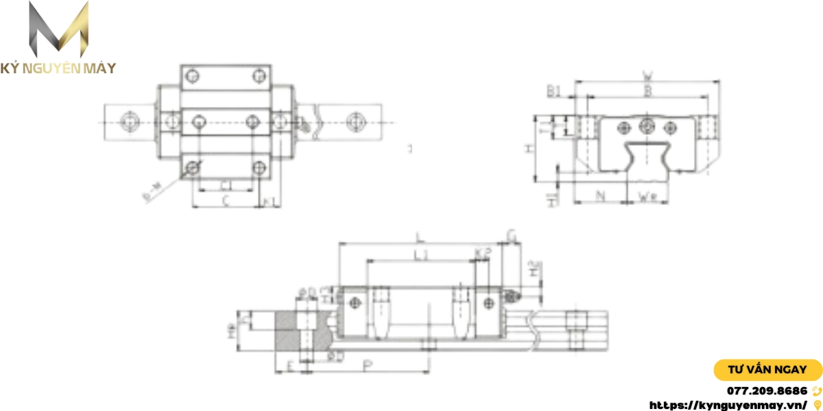 Thông số kỹ thuật của thanh ray trượt bi TRG