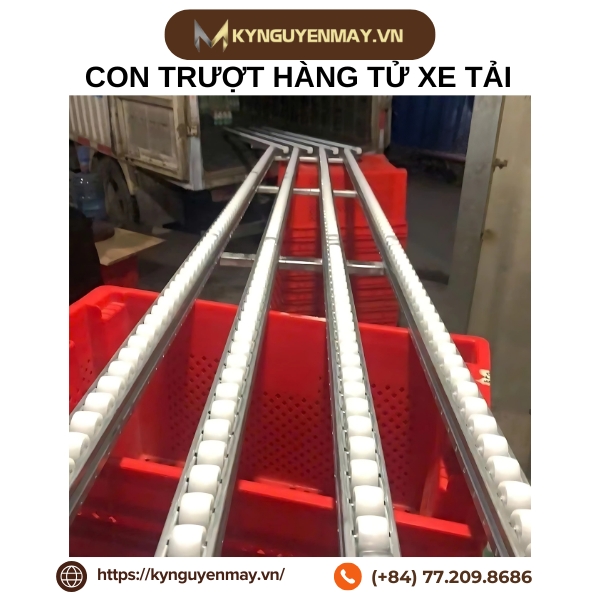 Ứng dụng của con trượt hàng tử xe tải xuống ở siêu thị