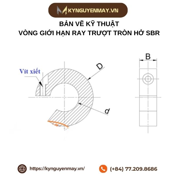 Thông số kỹ thuật vòng giới hạn thanh trượt tròn hở SBR 12 16 20 25 30