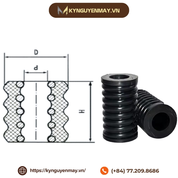 Thông số kỹ thuật lò xo bọc cao su composite giảm chấn