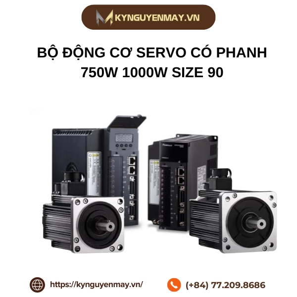 Bộ động cơ có phanh 750W 1000W POWMAX size90