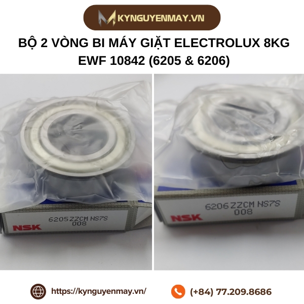 bộ 2 vòng bi máy giặt Electrolux 8kg EWF