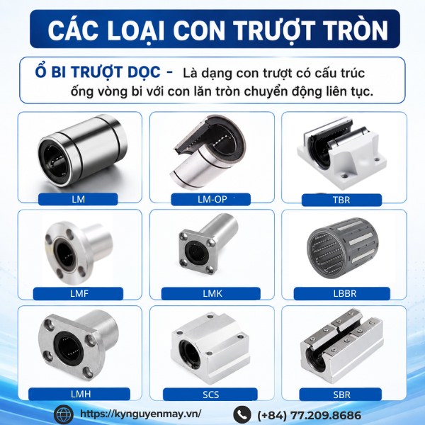 Các loại ổ bi trượt dọc