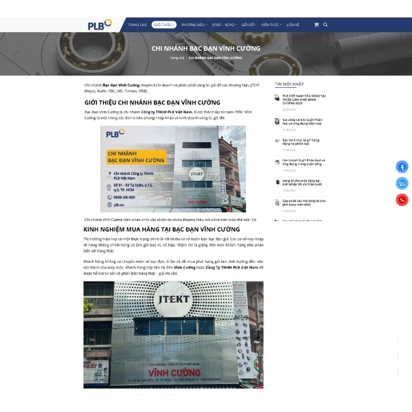 Chi nhánh bạc đạn Vĩnh Cường - Chi nhánh phân phối sản phẩm bạc đạn KOYO tại TP HCM