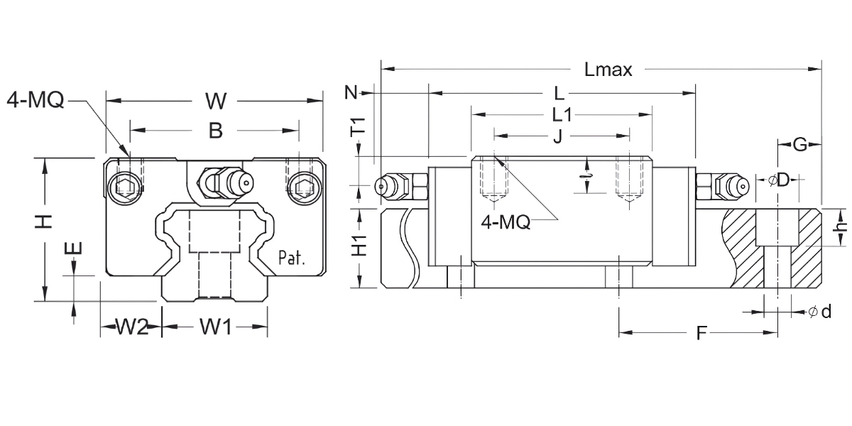 Thông số kỹ thuật con trượt dẫn hướng BRC30R0