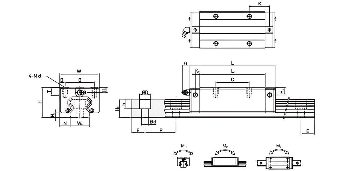 Thông số kỹ thuật con trượt dẫn hướng HIWIN HGL25CA