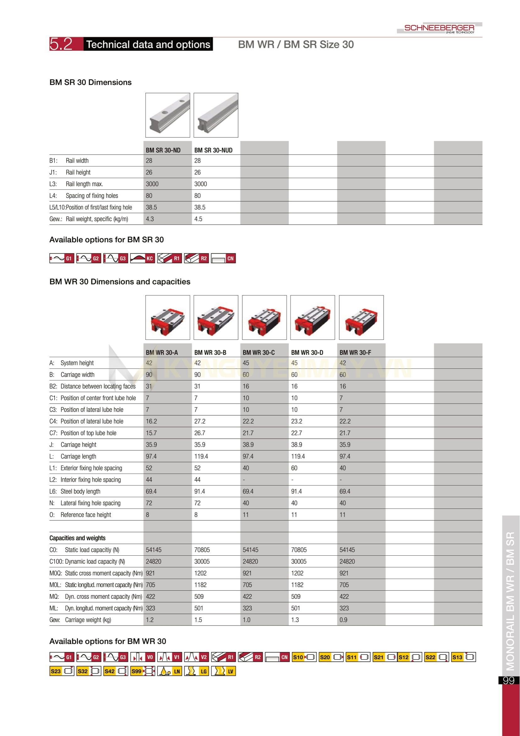 Con trượt SCHNEEBERGER BM WR 30