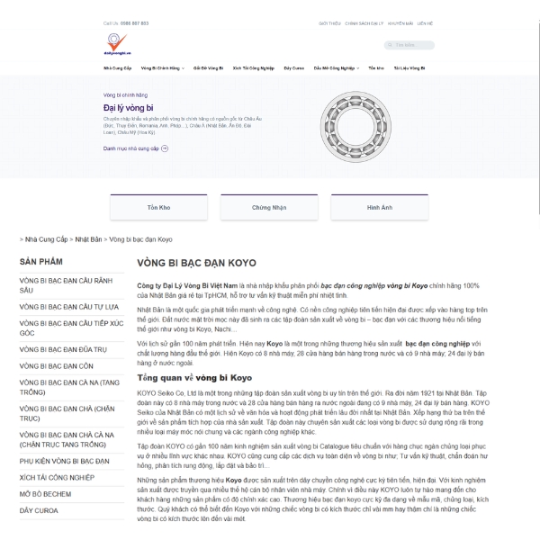 Công ty Đại lý vòng bi Việt Nam - Nhà nhập khẩu bạc đạn công nghiệp vòng bi KOYO tại TP HCM