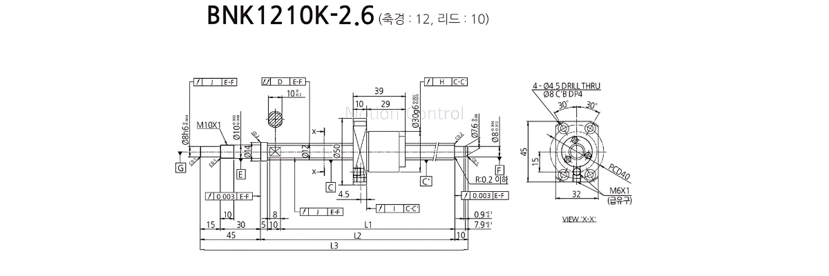 Thông số kỹ thuật vitme đai ốc bi BNK1210K-2.6G2+415LCT7