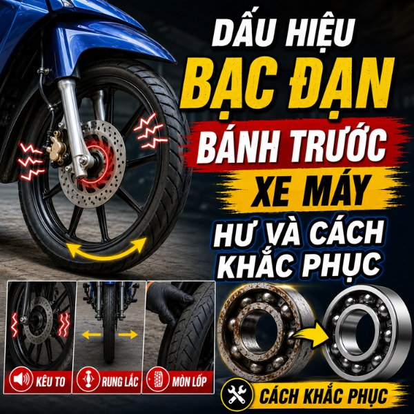 Dấu hiệu bạc đạn bánh trước xe máy hư và cách khắc phục