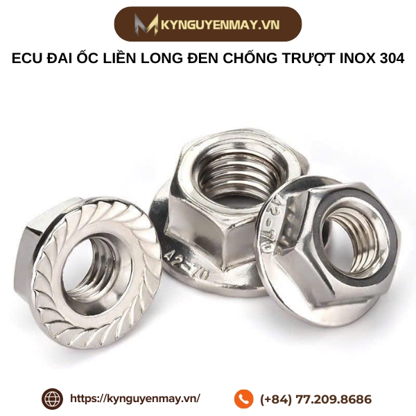 ECU đai ốc liền long đen chống trượt inox 304