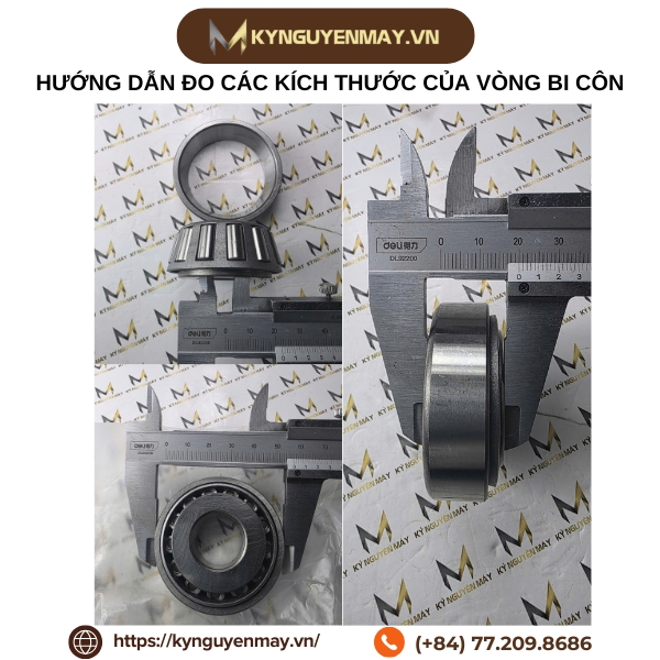 Hướng dẫn đo các kích thước của vòng bi côn bẳng thước kẹp
