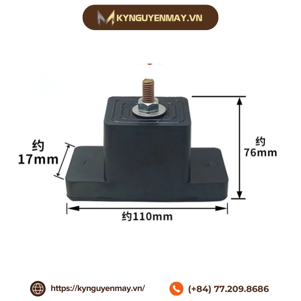 Chân đỡ cao su vuông chống rung kích thước 110*17*76mm