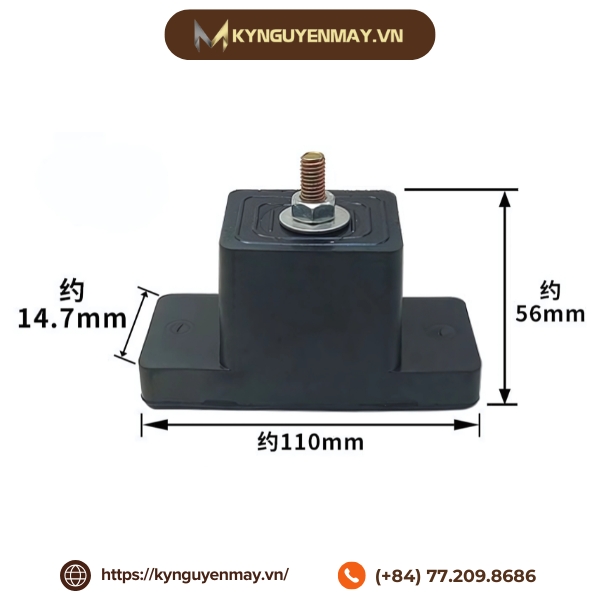 Chân đỡ cao su vuông chống rung kích thước 110*14.7*56mm