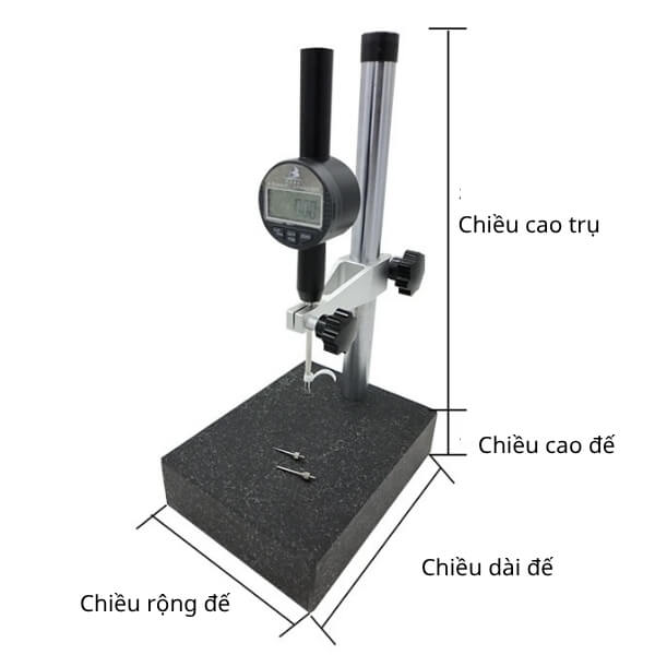 Kích thước giá đỡ đồng hồ so điện tử đo độ sâu