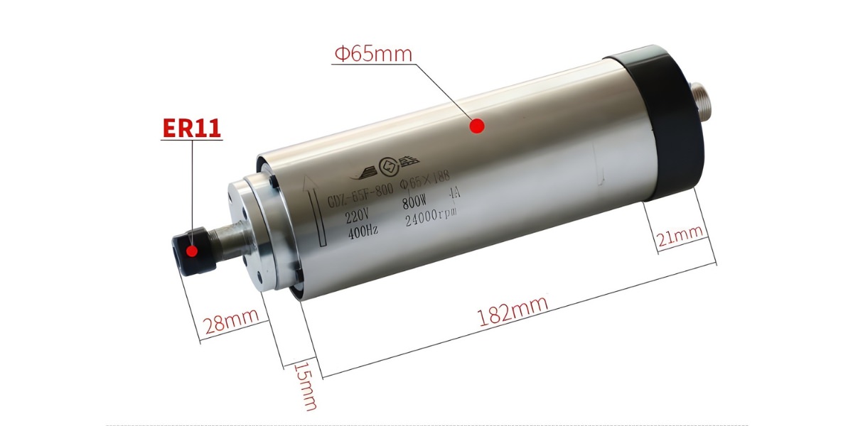 Kích thước spindle CNC 800w ER11 GDZ giải nhiệt gió