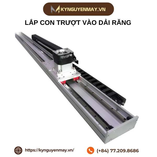 Các bước lắp con trượt vào dải răng