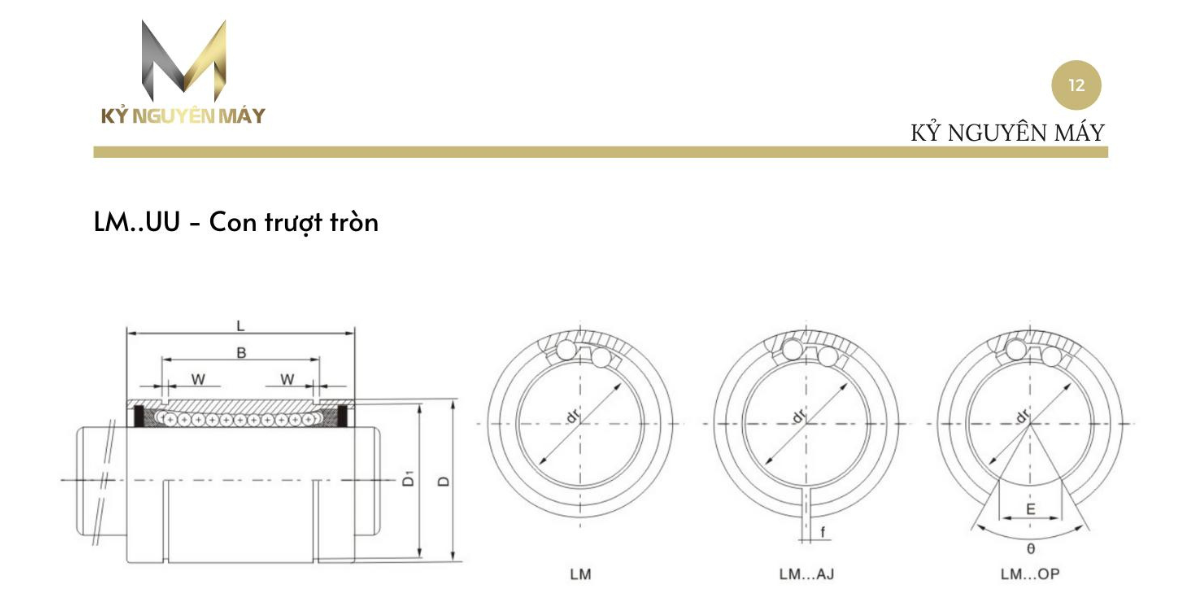 Thông số kỹ thuật con trượt tròn LM