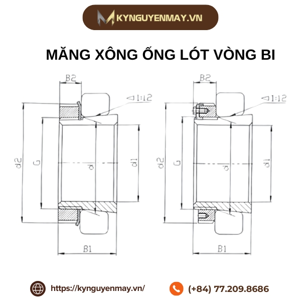 Bảng vẽ măng xông ống lót vòng bi