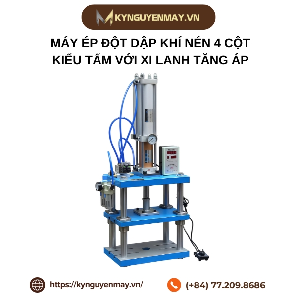 Máy ép đột dập khí nén 4 cột kiểu tấm với xi lanh tăng áp