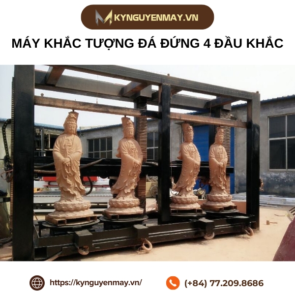 Máy khắc tượng đá đứng 4 đầu khắc