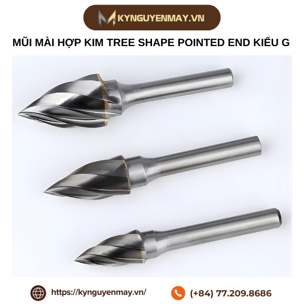 Mũi mài hợp kim tree shape pointed end kiểu G