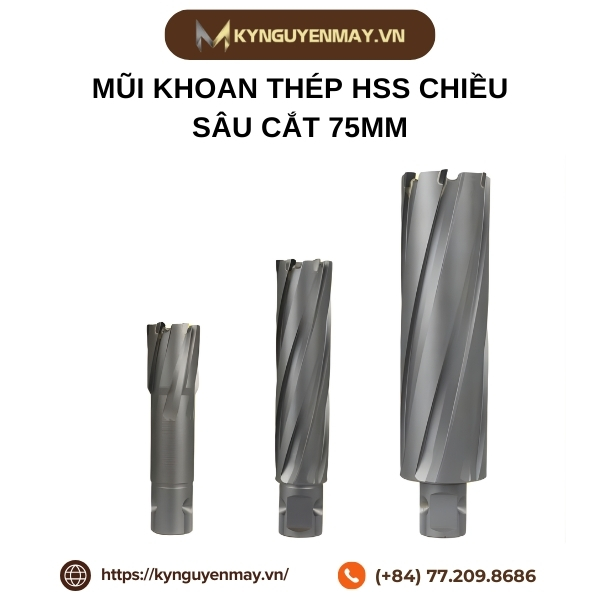Mũi khoan thép HSS chiều sâu cắt 75mm