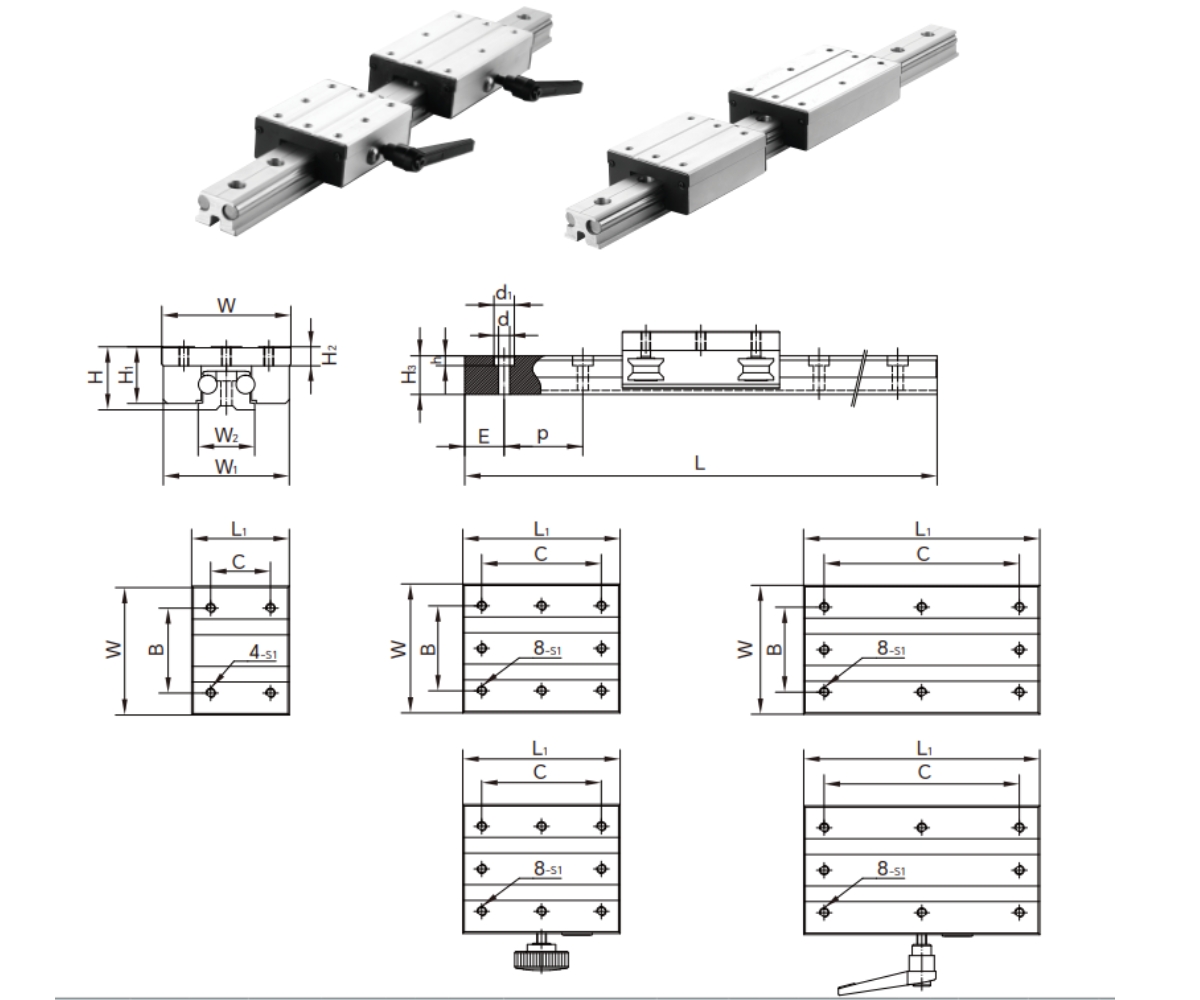 Thông số kỹ thuật của dòng sản phẩm thanh trượt con trượt LGD LGB