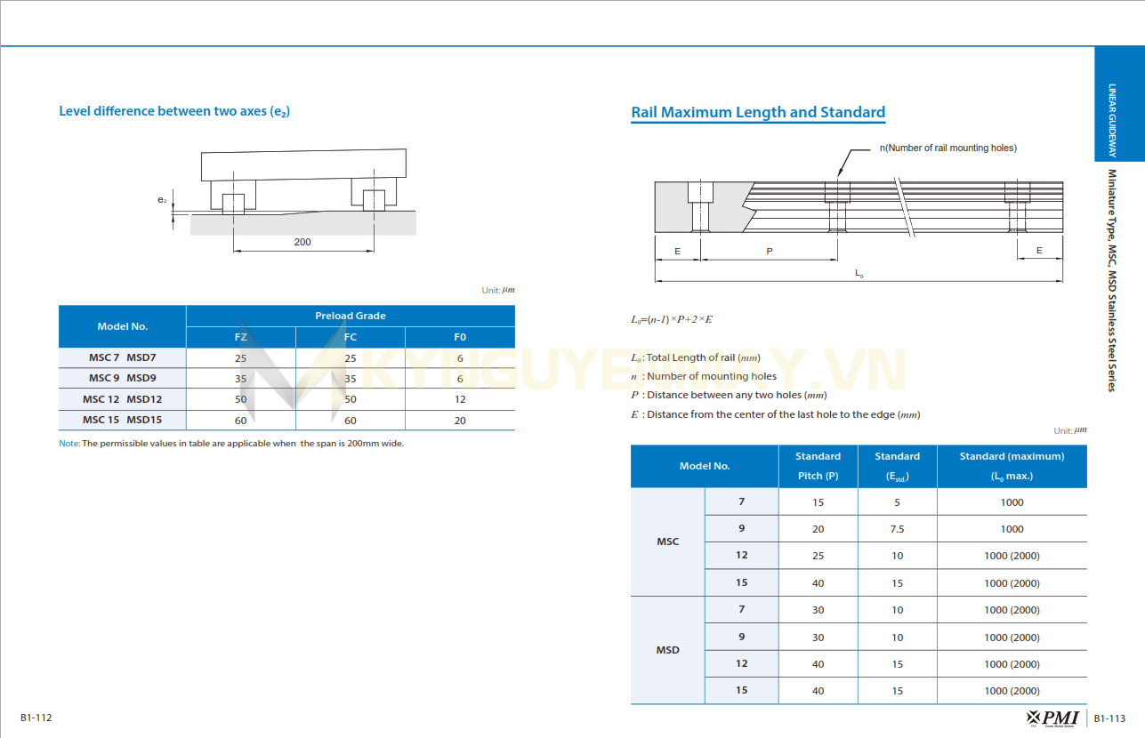 Thanh trượt PMI MSC