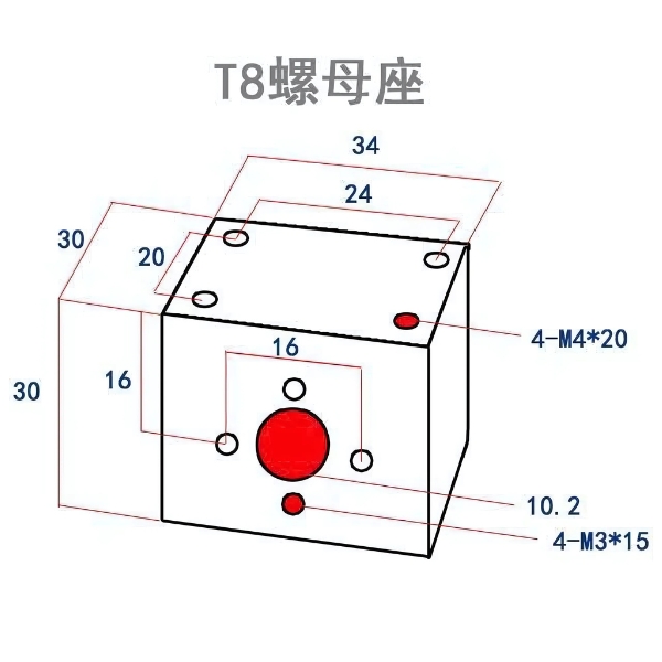 Thông số kỹ thuật giá bắt đai ốc vít me t8