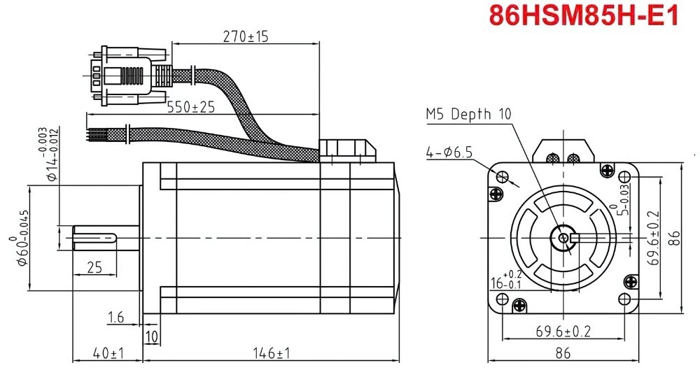 Thông số kỹ thuật bộ driver HBS1108S & động cơ 86HSM85H-E1, 86HSM120H-E1