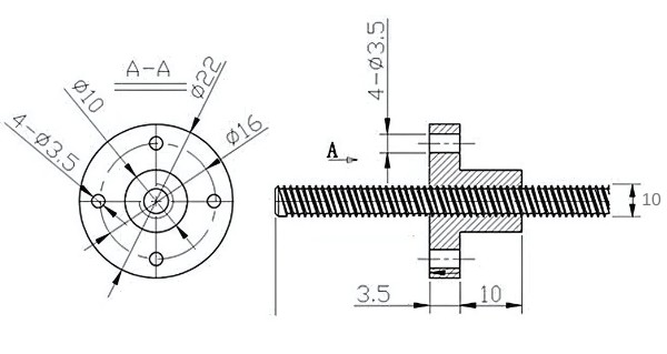 Thông số kỹ thuật đai ốc vitme T10-10mm