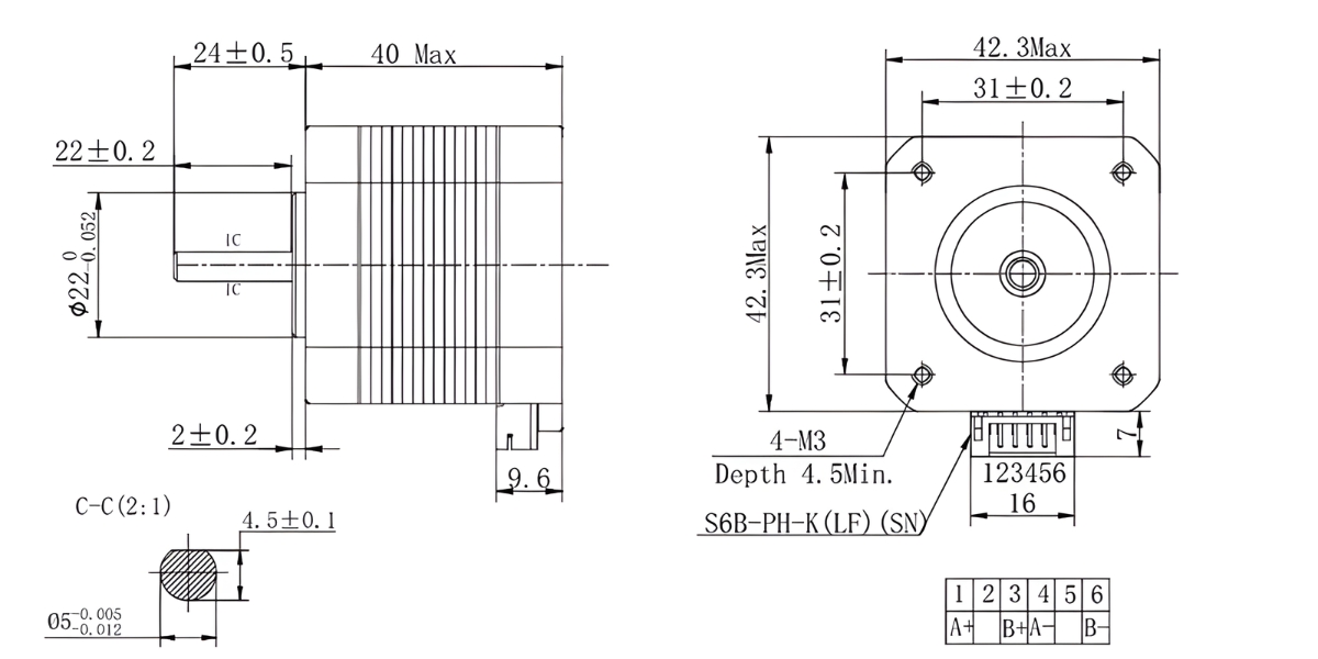 Thông số kỹ thuật động cơ bước gắn liền trục vitme 17HS4401S