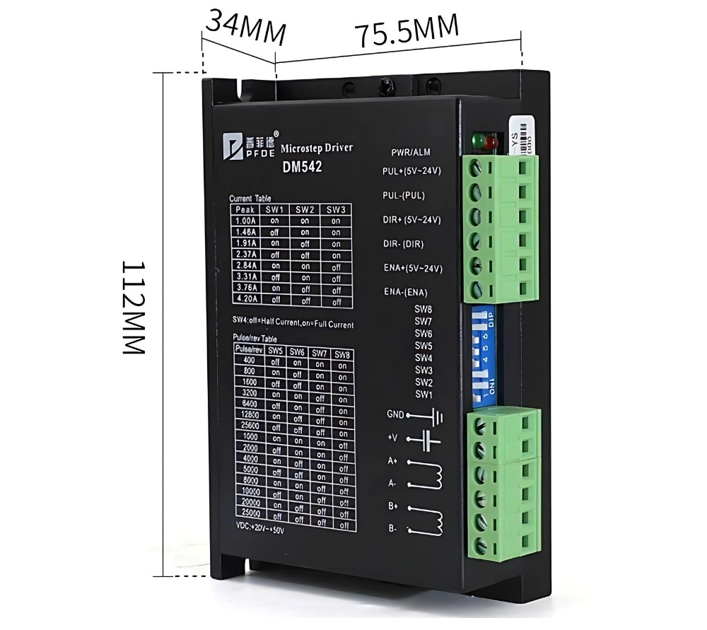 Thông số kỹ thuật driver điều khiển động cơ bước DM542
