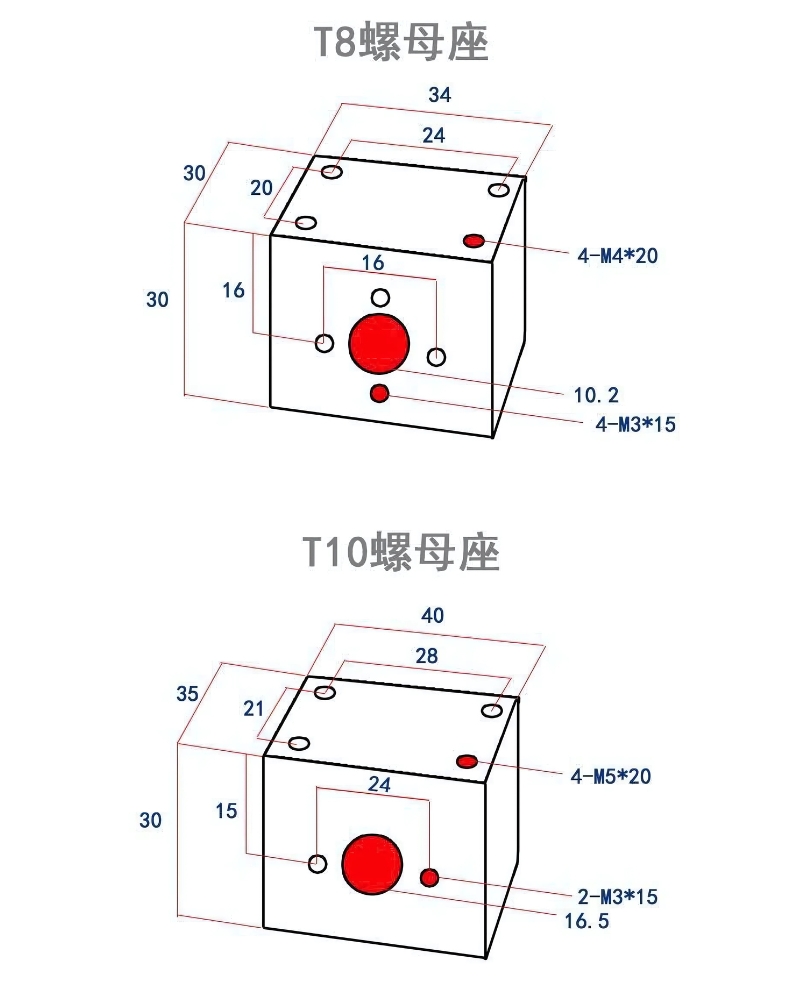 Thông số kỹ thuật giá đai ốc vitme T10