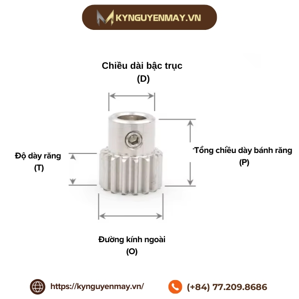 Thông số kỹ thuật bánh răng trụ thẳng 1M20T