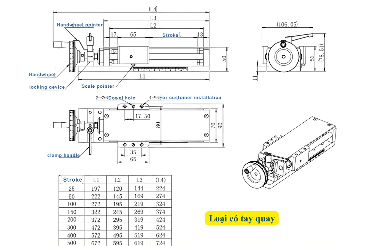 Thông số kỹ thuật bộ trượt điện mini vít me bi FEIWAN KR40