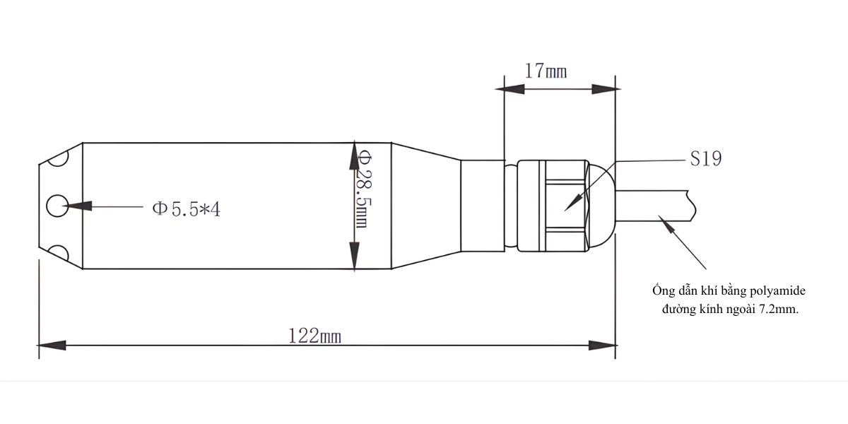 Kích thước cảm biến đo chất lỏng CYW11