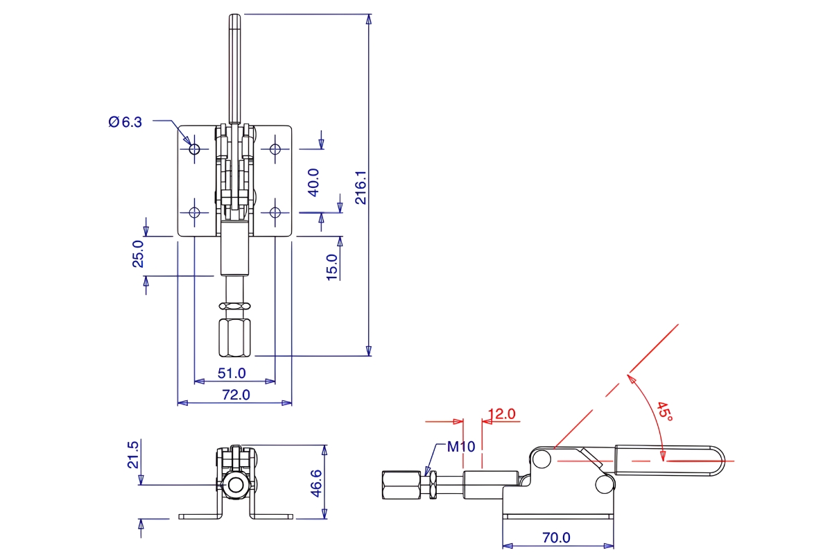 Thông số kỹ thuật cam kẹp định vị nhanh GH-302-D