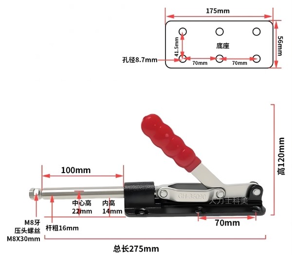 Thông số kỹ thuật cam kẹp định vị GH 36090