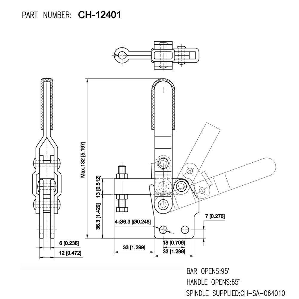 Thông số kỹ thuật của kẹp định vị đứng CH-12401