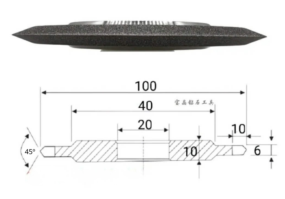 Thông số kỹ thuật đá mài hợp kim phi 100 góc nghiêng 45 độ